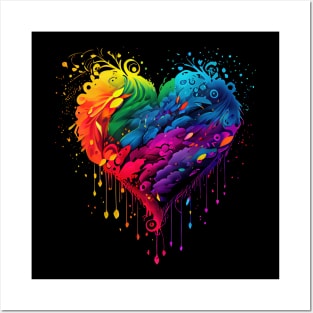 Heart made of leaves in neon colors Posters and Art